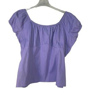 Pinup Couture Light  Purple Short-Sleeve Peasant Top 4X Rockabilly